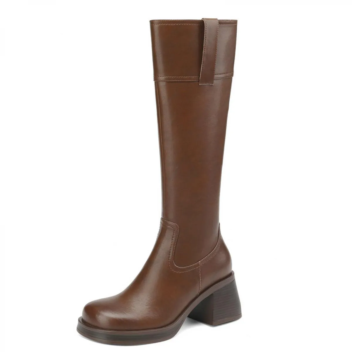 2024 stivali alti al ginocchio da donna nuovo arrivo autunno inverno tacchi alti spessi in vera pelle scarpe da sera da festa di