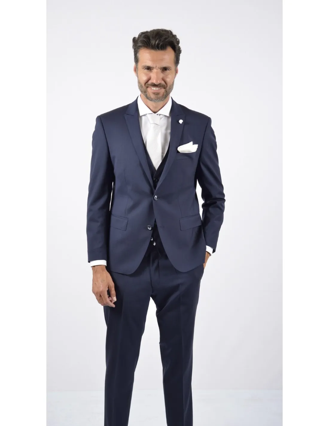 Abito con gilet in fresco lana  blu
