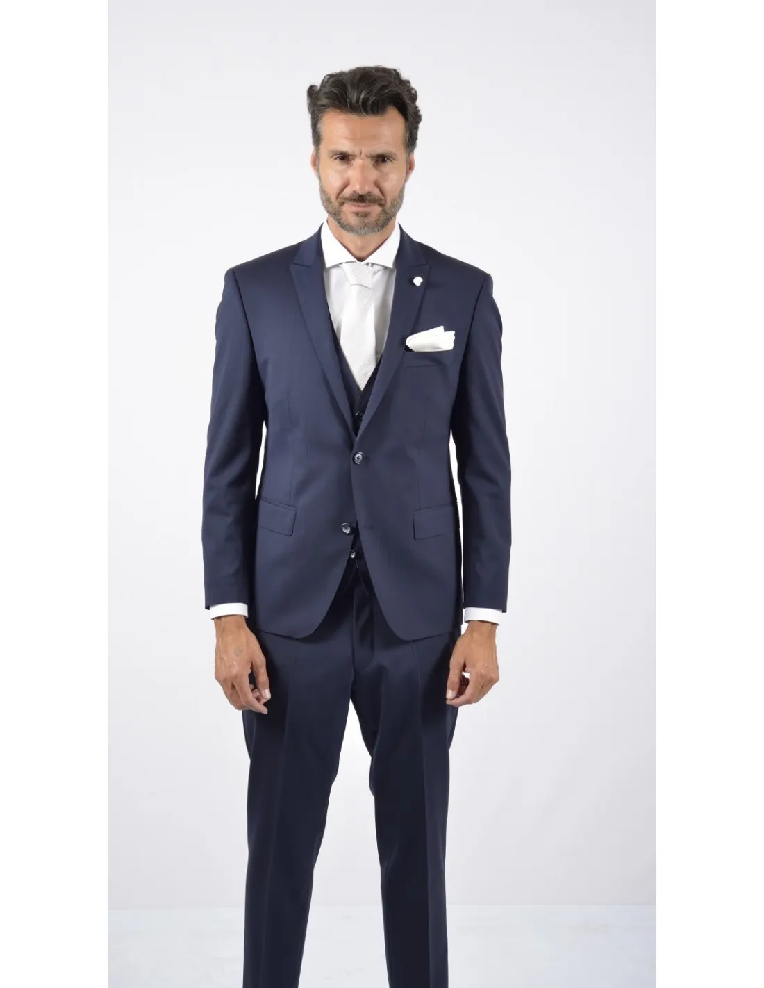 Abito con gilet in fresco lana  blu