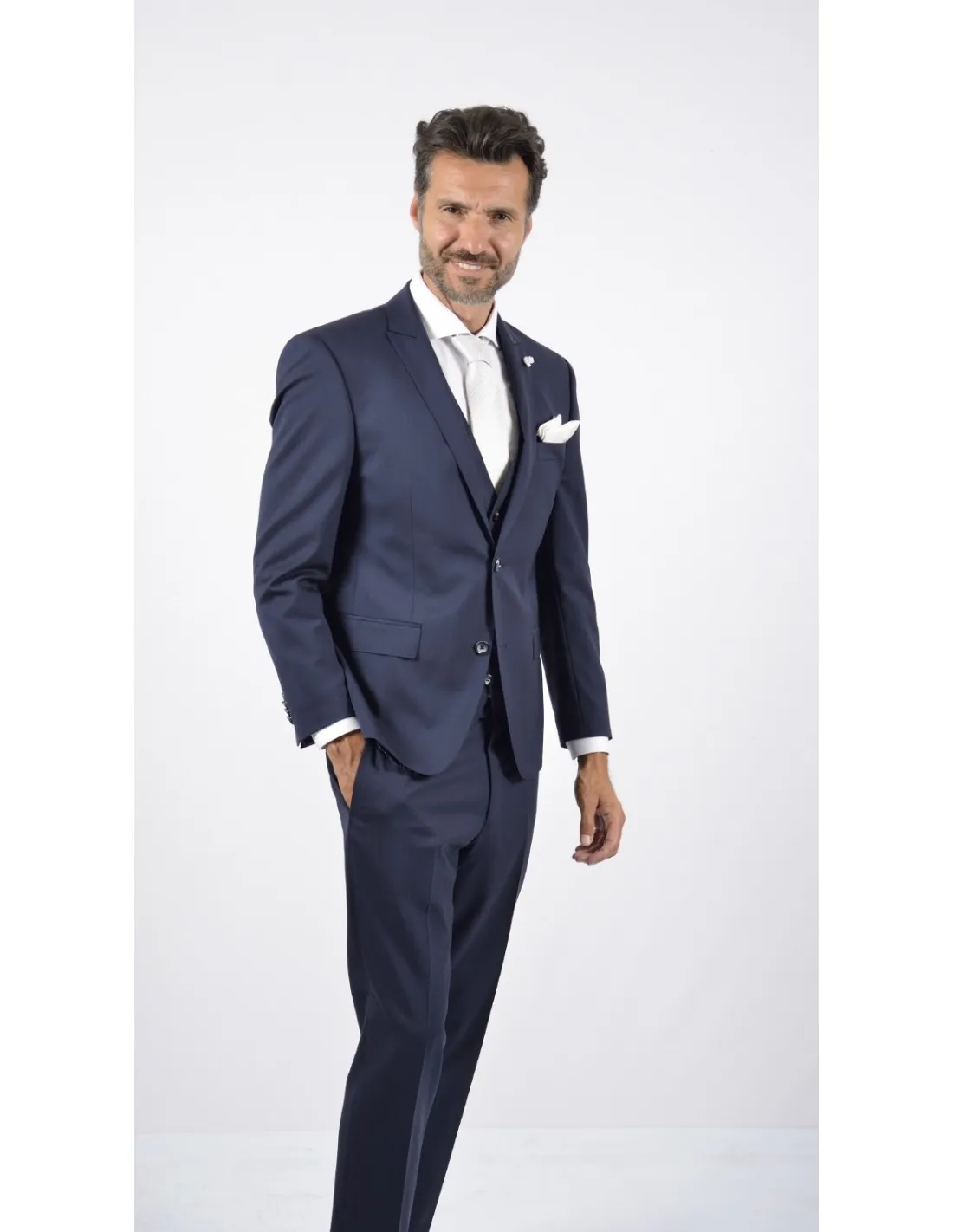 Abito con gilet in fresco lana  blu