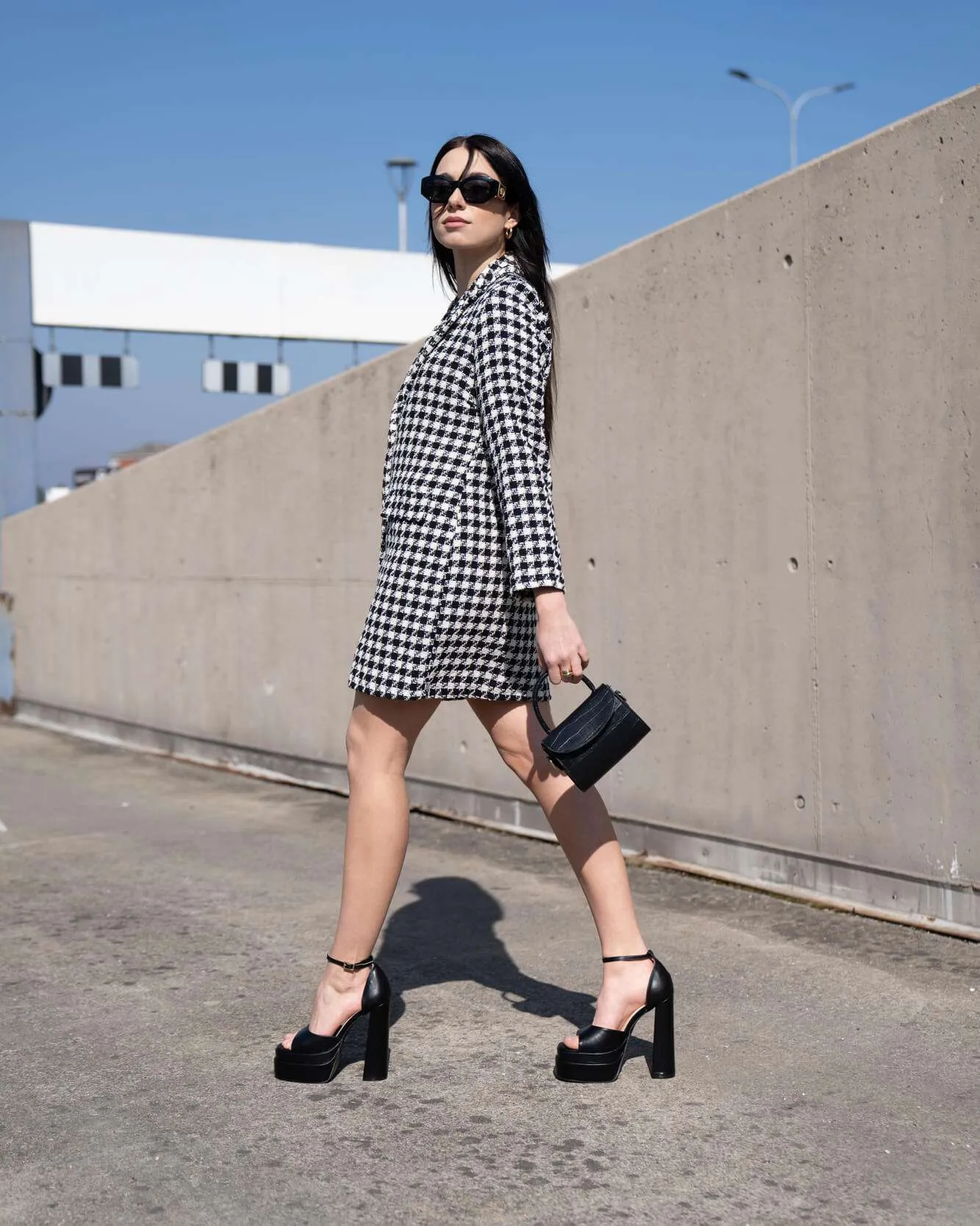 Abito giacca in tweed - Bianco e nero