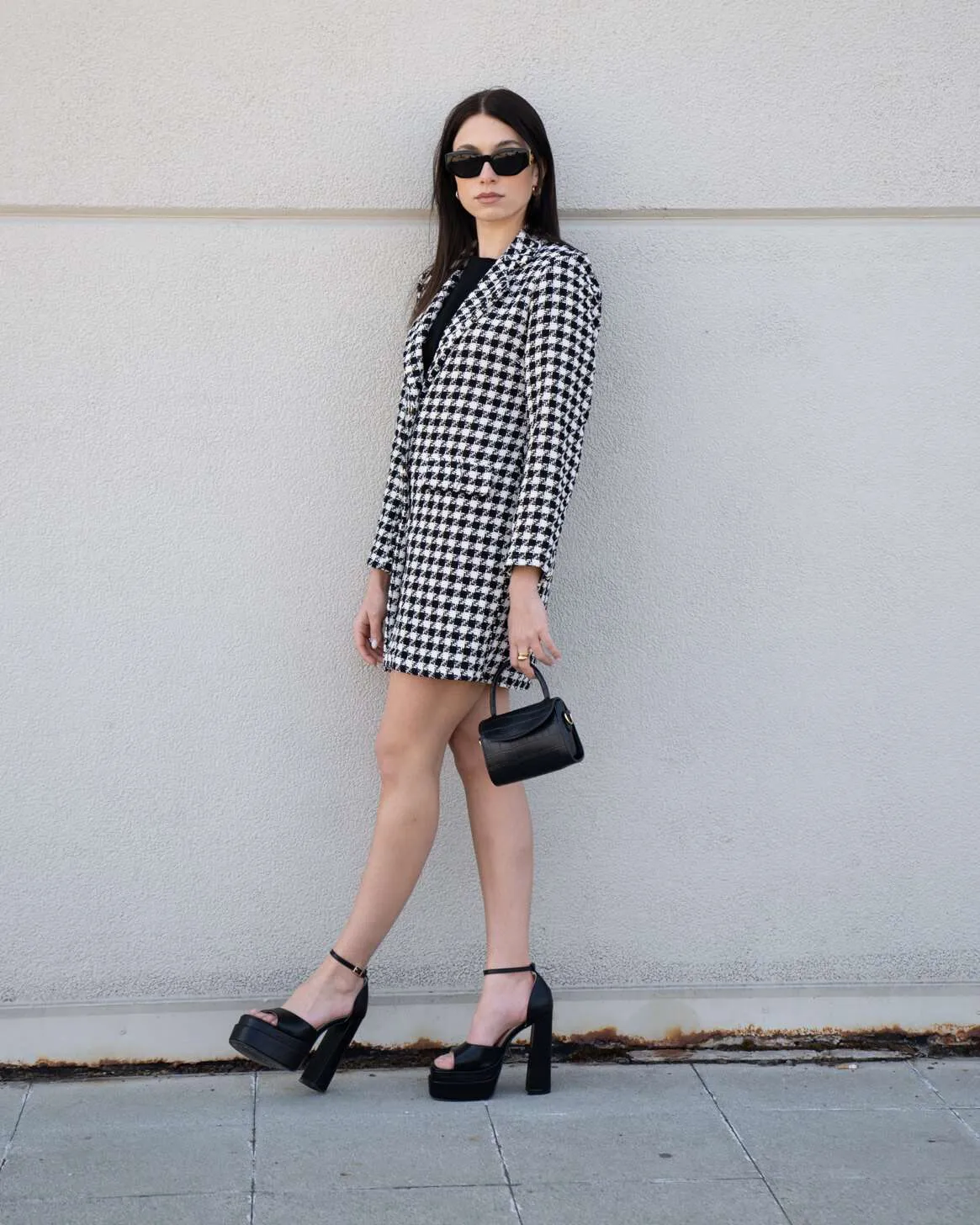 Abito giacca in tweed - Bianco e nero