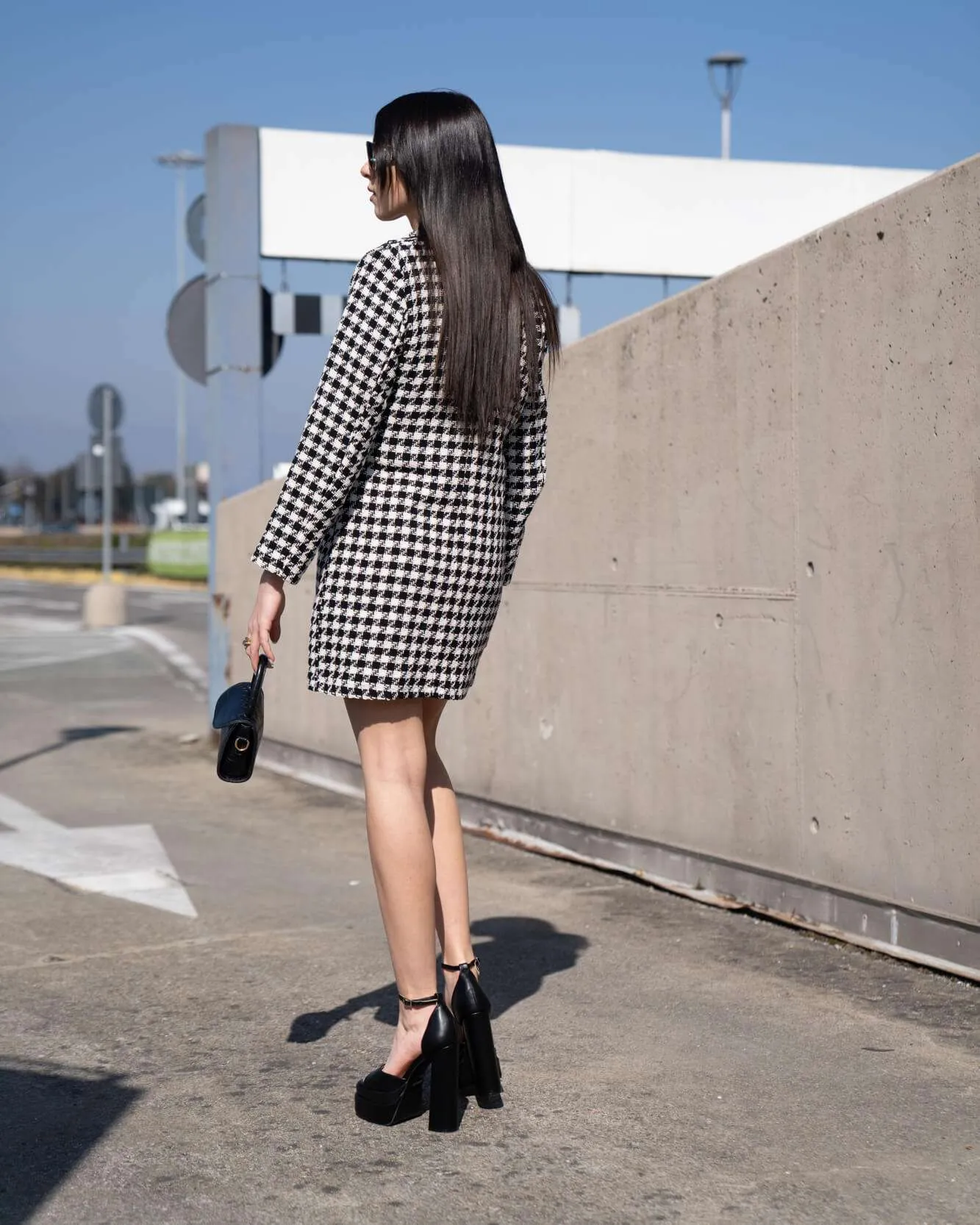 Abito giacca in tweed - Bianco e nero