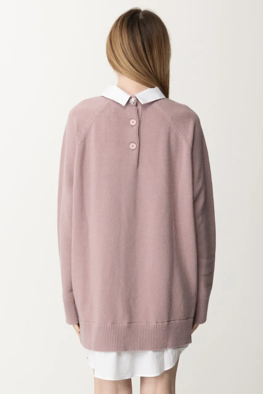Abito in lana con inserti popeline BERRY