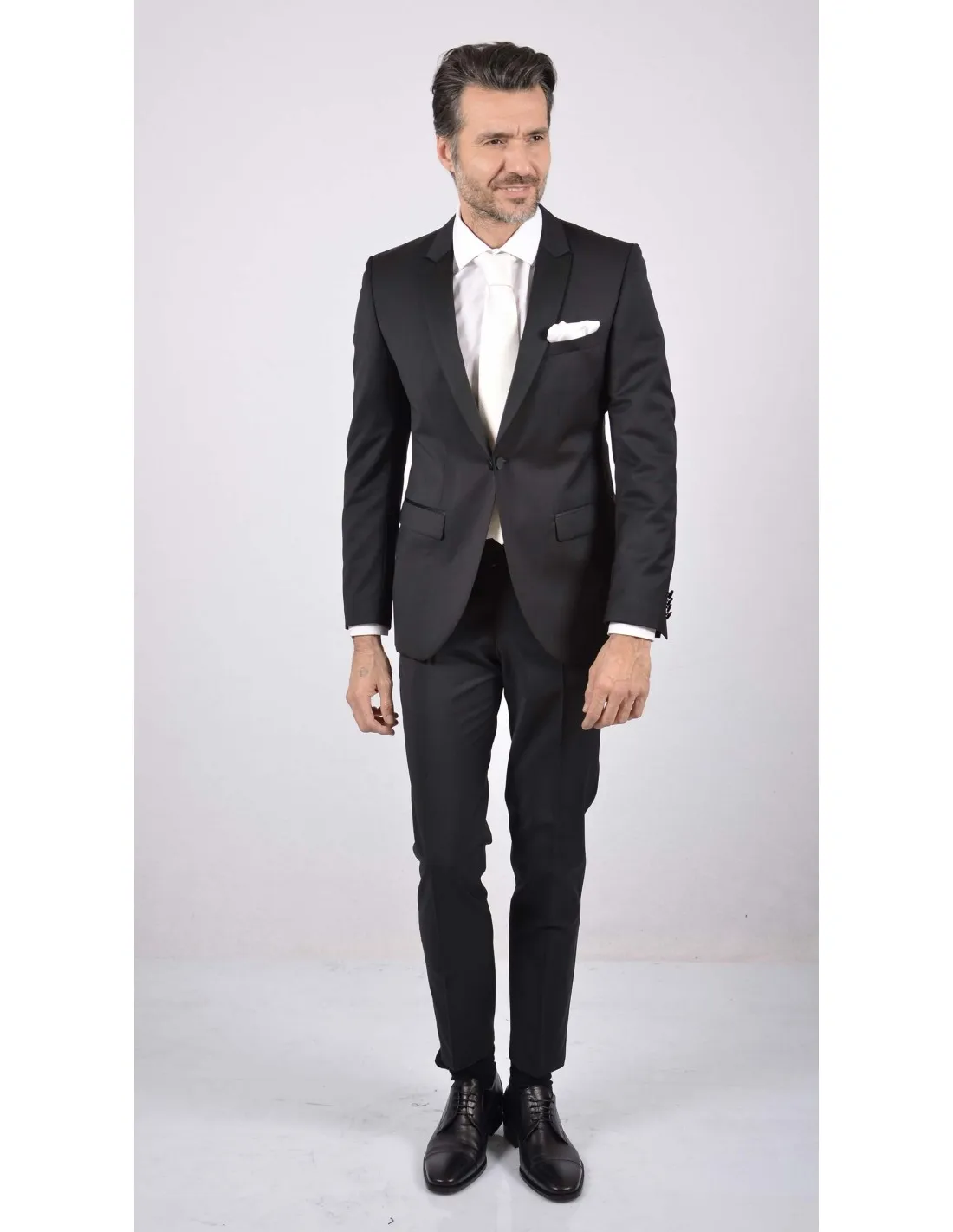 Abito in pura lana sallia blu/ nero/ grigio extralungo