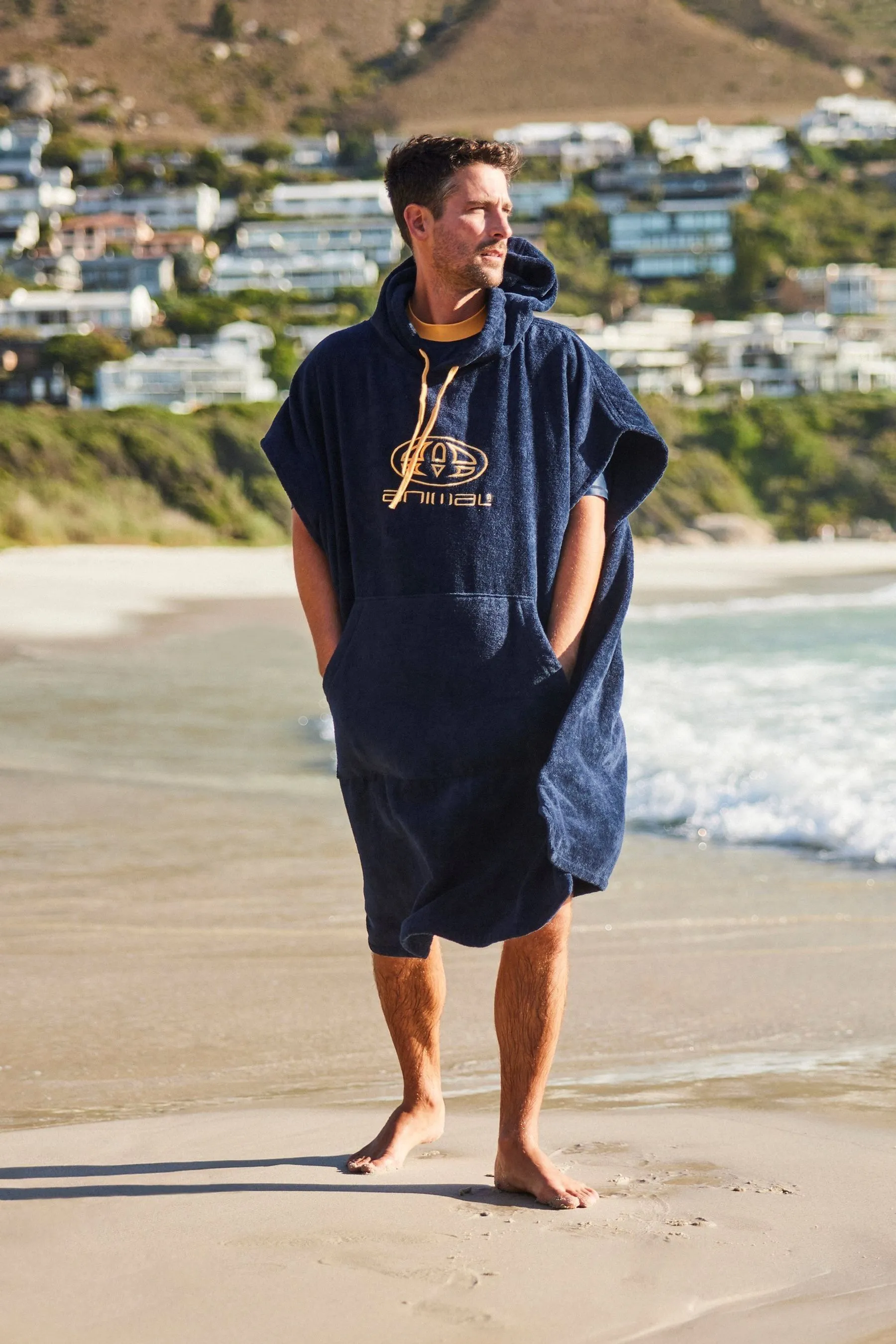 Animal Uomo Blu - Jacob - Poncho in spugna in tessuto biologico
