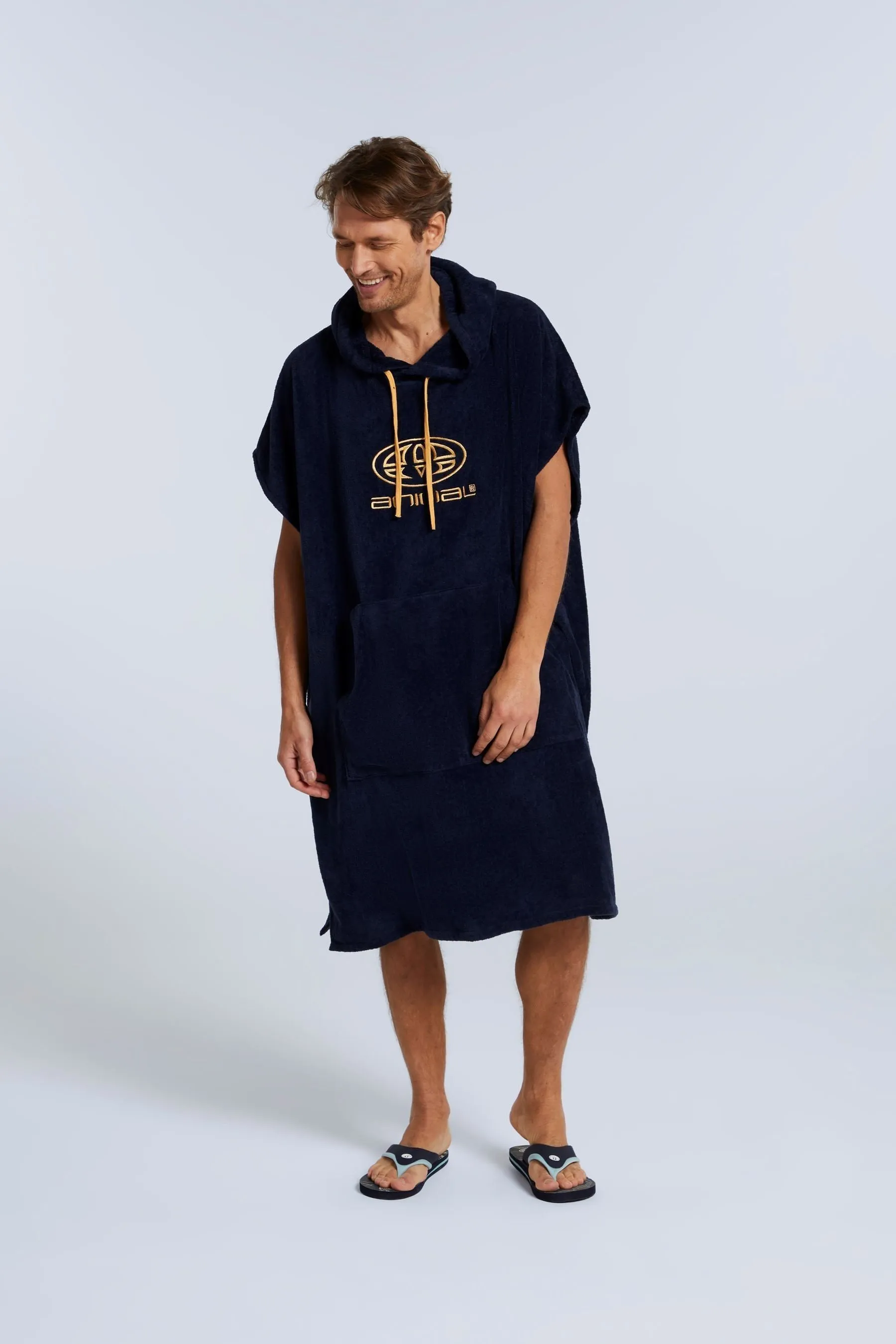 Animal Uomo Blu - Jacob - Poncho in spugna in tessuto biologico