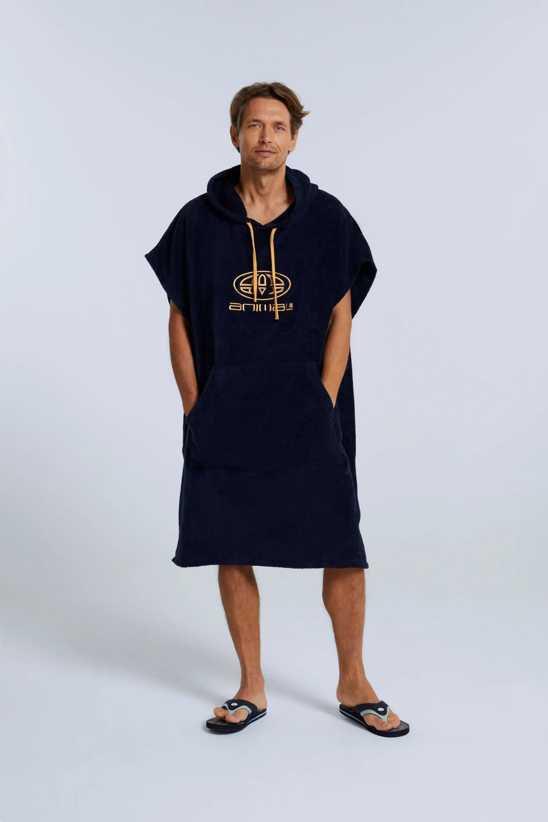 Animal Uomo Blu - Jacob - Poncho in spugna in tessuto biologico