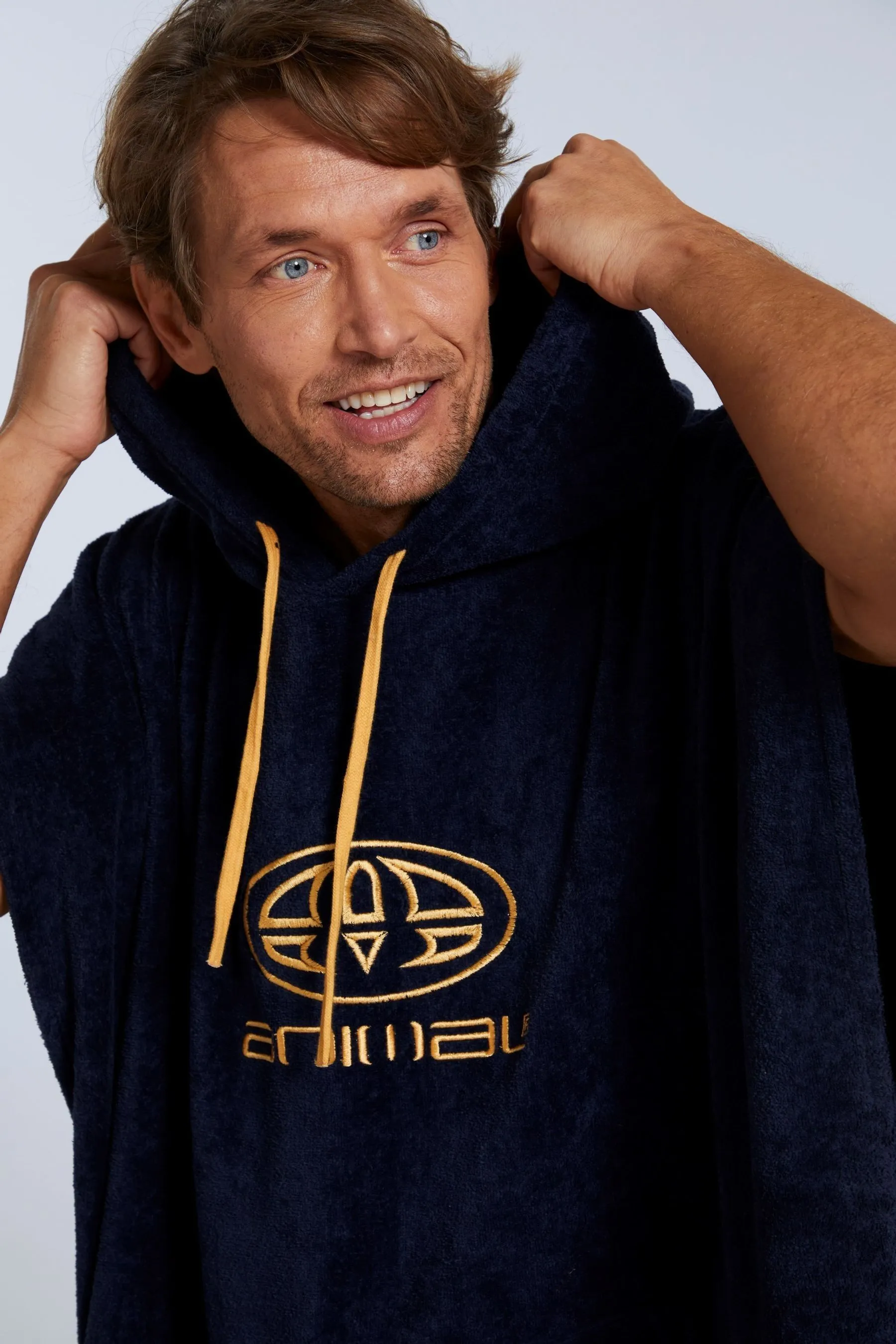 Animal Uomo Blu - Jacob - Poncho in spugna in tessuto biologico