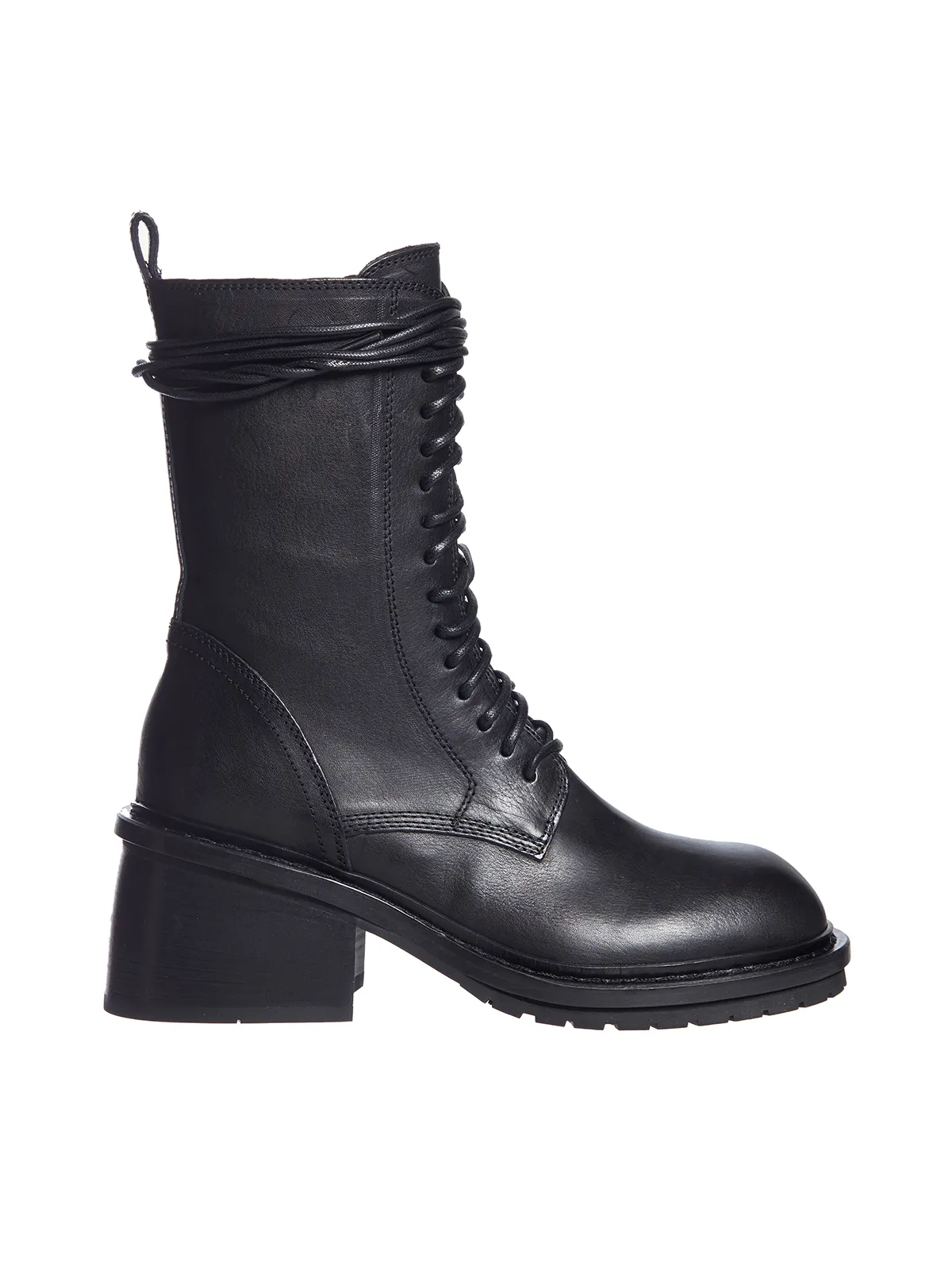 ANN DEMEULEMEESTER  STIVALE COMBAT IN PELLE 