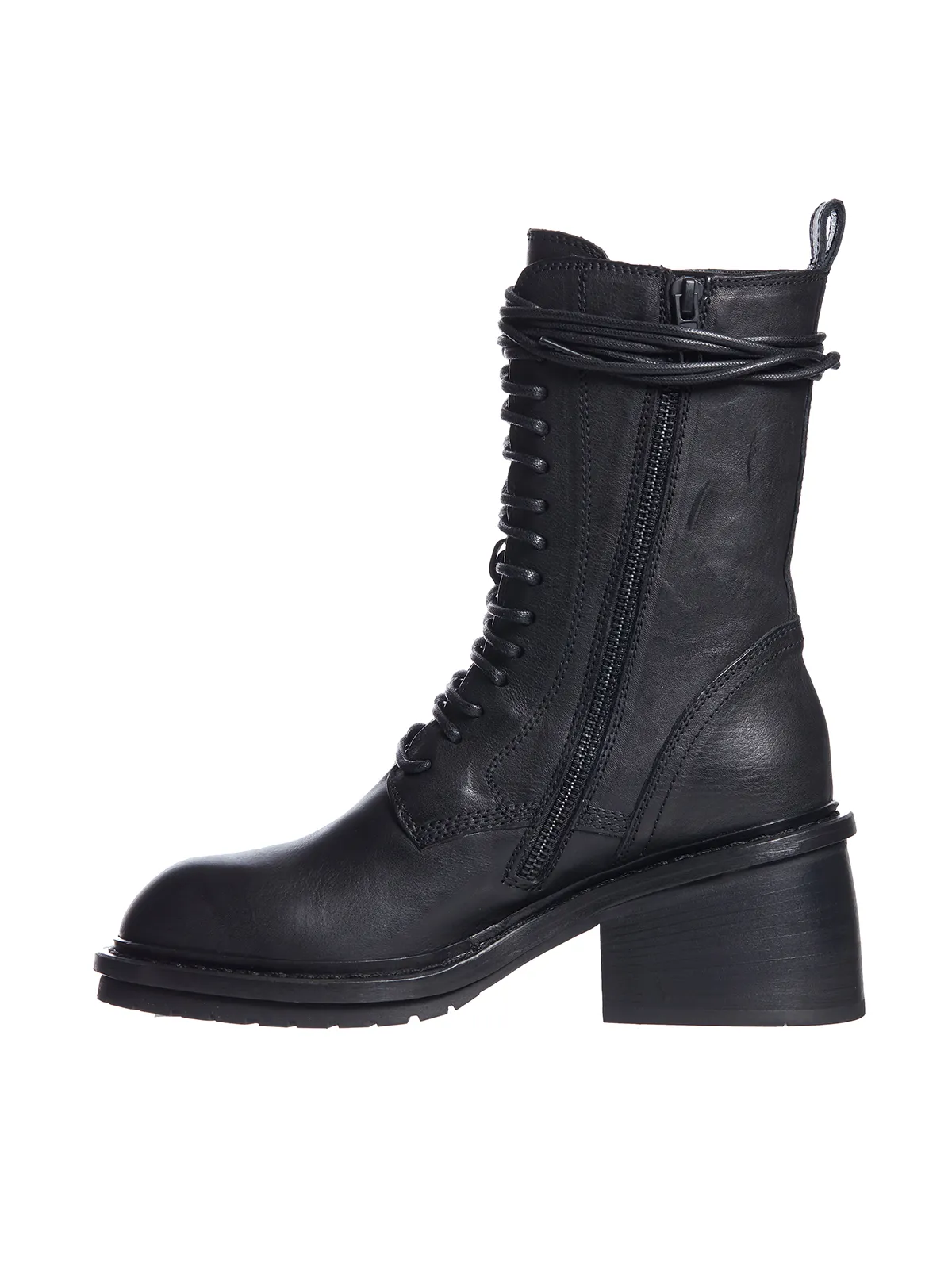 ANN DEMEULEMEESTER  STIVALE COMBAT IN PELLE 