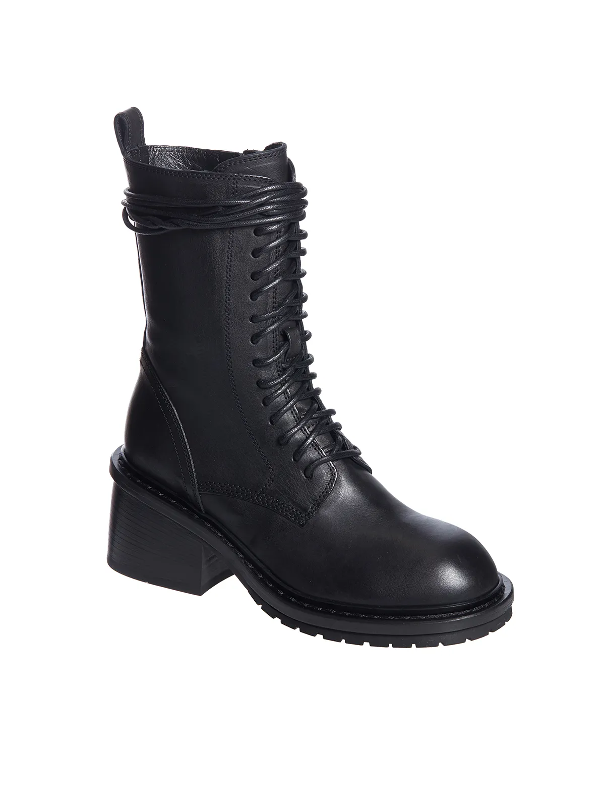 ANN DEMEULEMEESTER  STIVALE COMBAT IN PELLE 