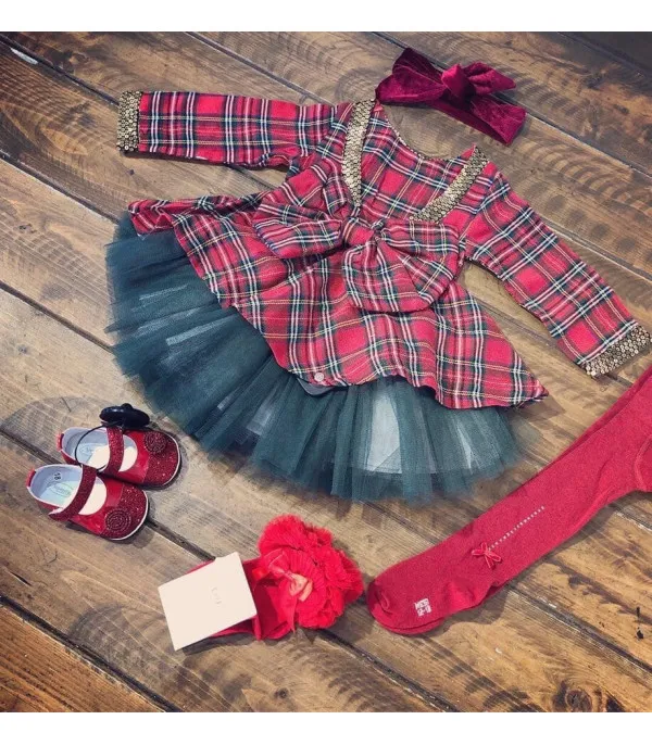 Baby abito tweed tulleskirt