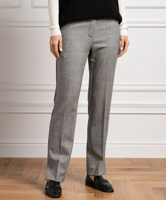 Ballantyne Pantaloni in lana fantasia grigia BLTS37DWR05