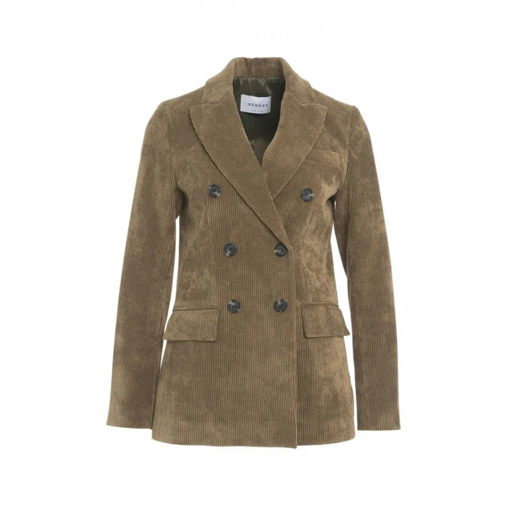 Blazer in velluto a coste oliva