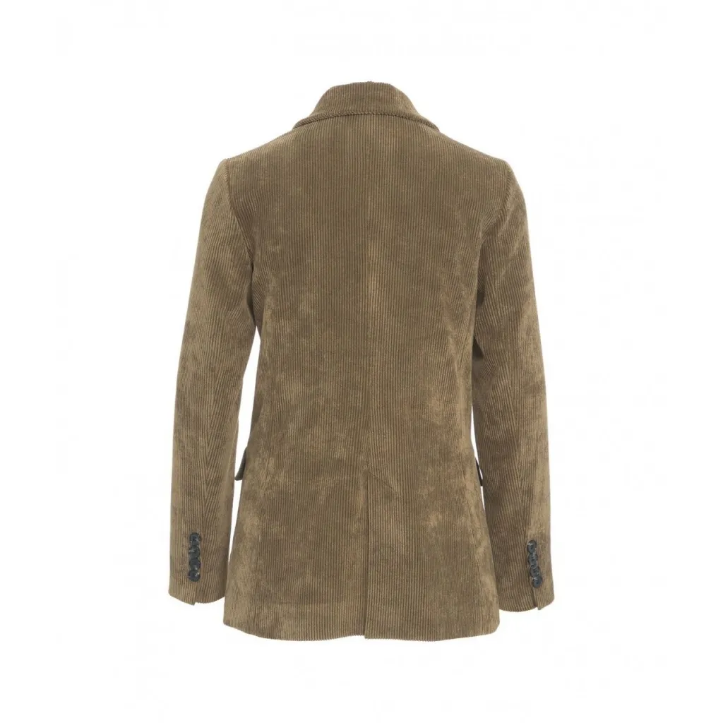 Blazer in velluto a coste oliva