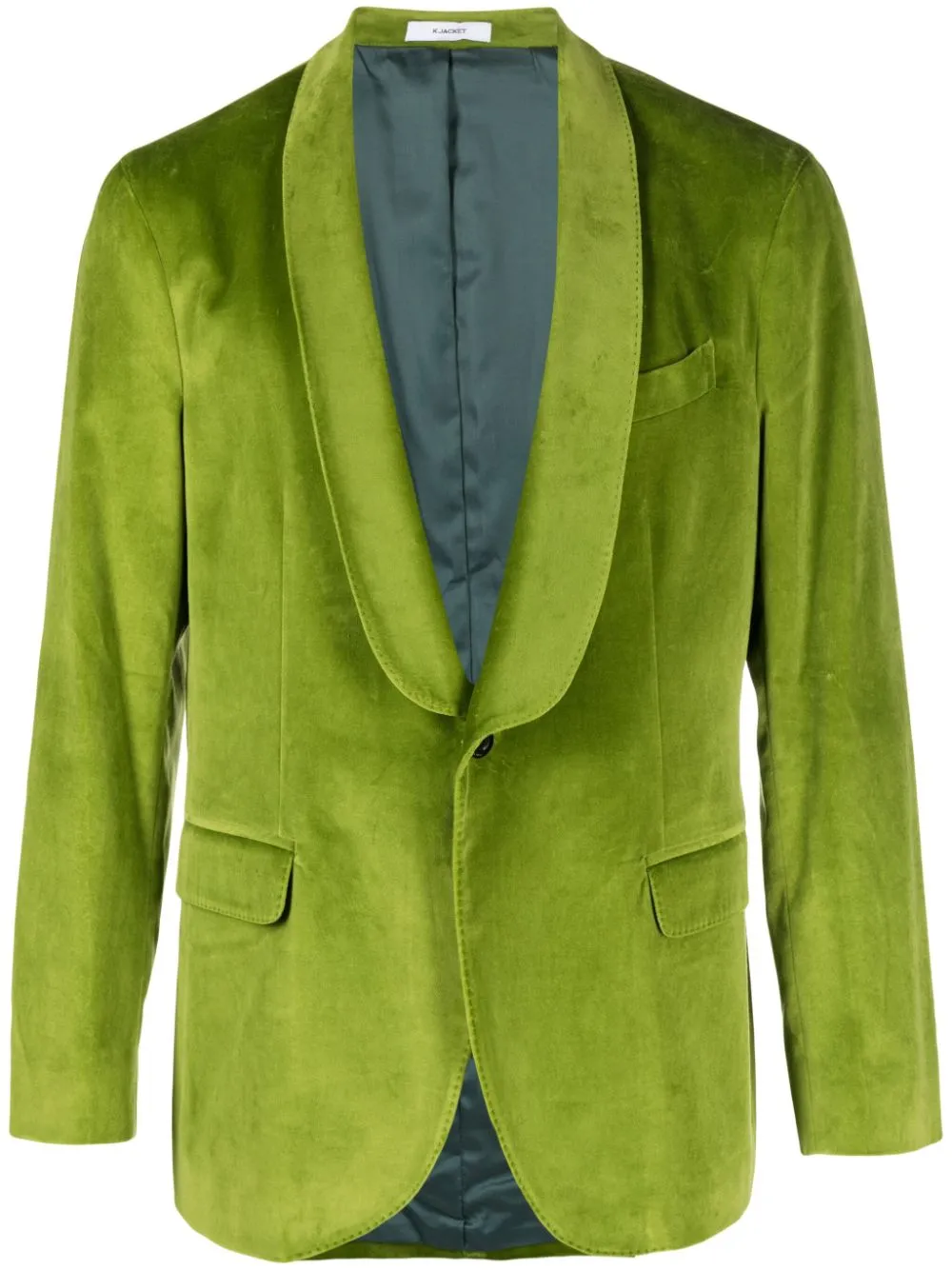 Blazer monopetto in velluto in verde - uomo
