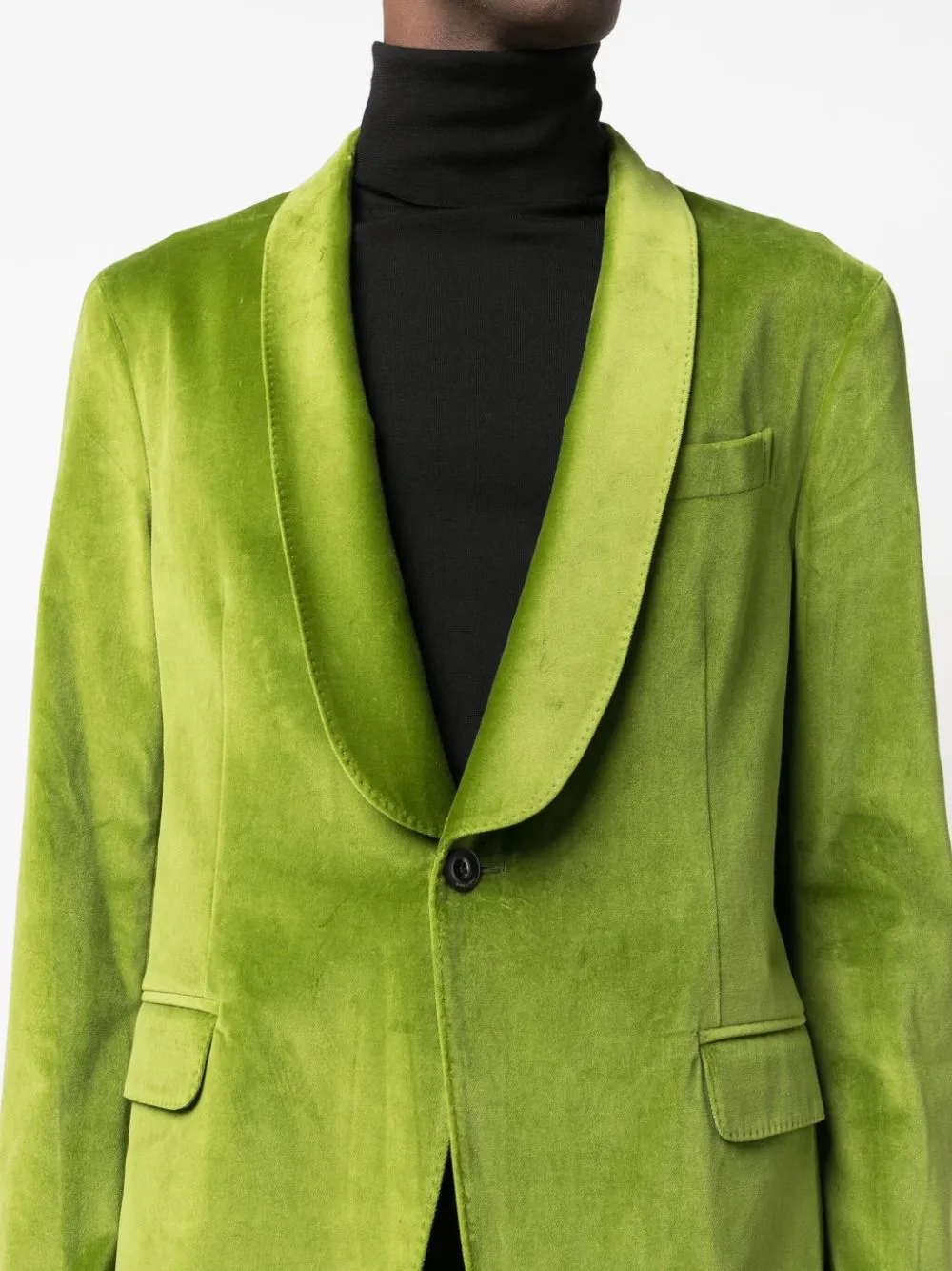 Blazer monopetto in velluto in verde - uomo