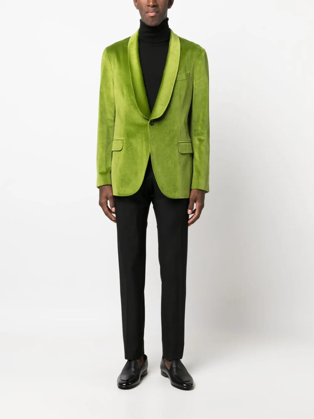Blazer monopetto in velluto in verde - uomo
