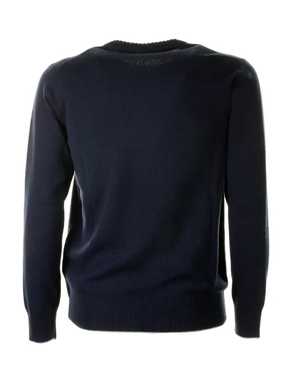 Blue crew-neck sweater in cashmere
