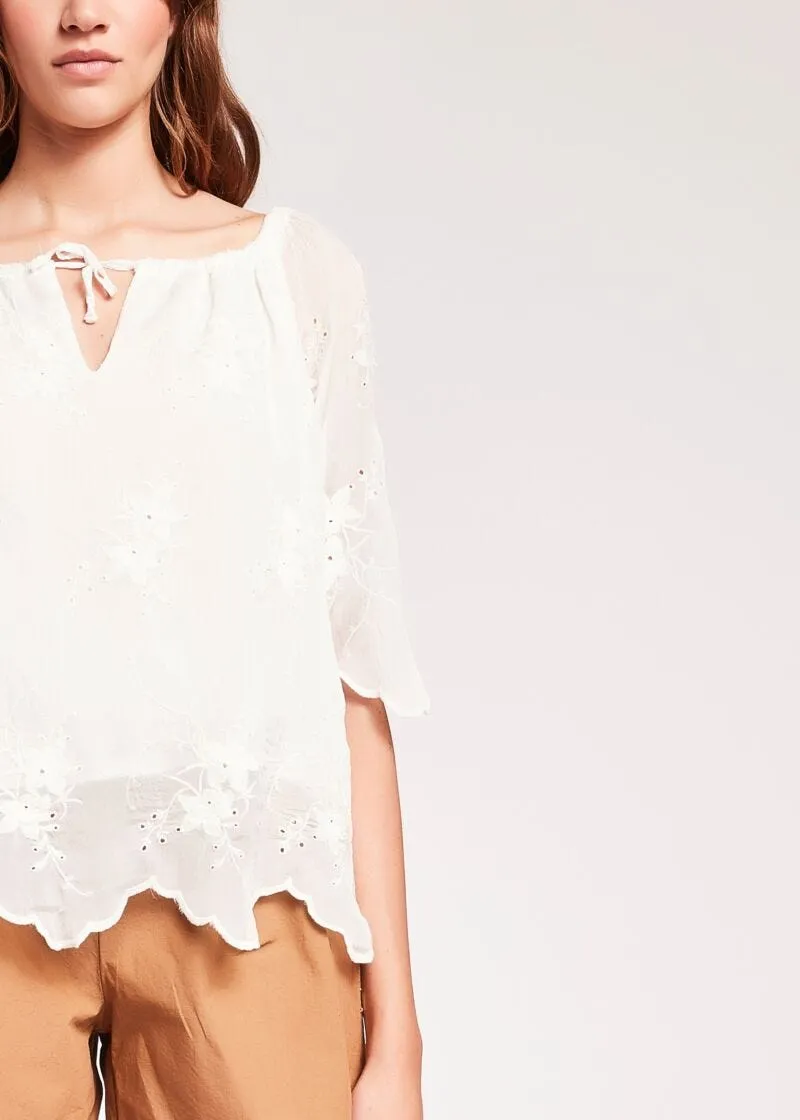 Blusa in seta con ricamo