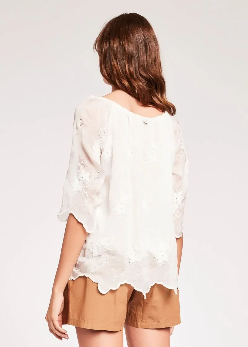 Blusa in seta con ricamo