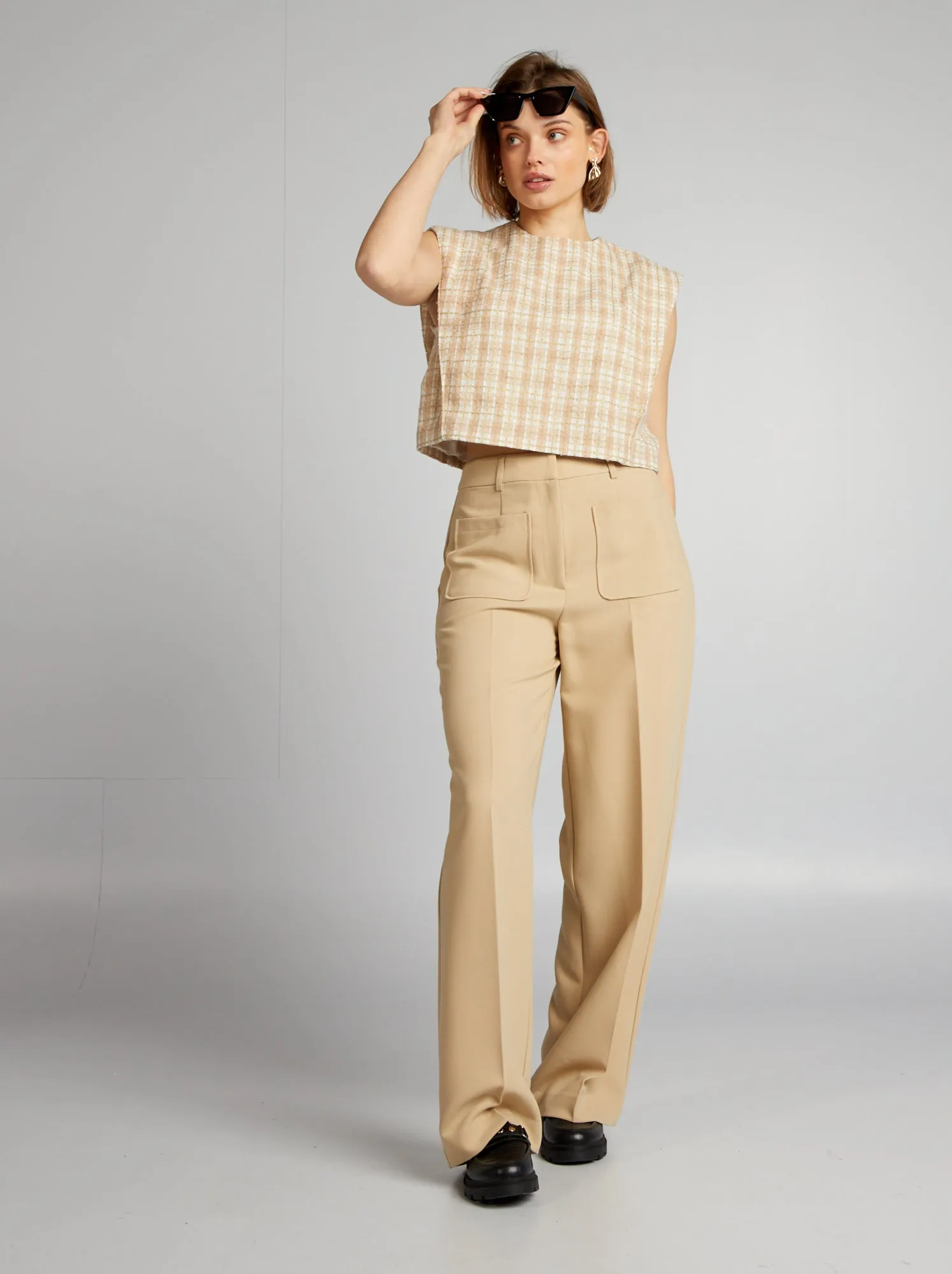 Blusa in tweed - BEIGE