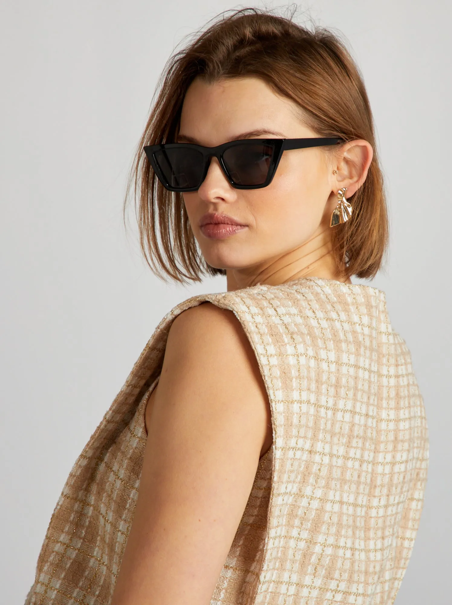 Blusa in tweed - BEIGE