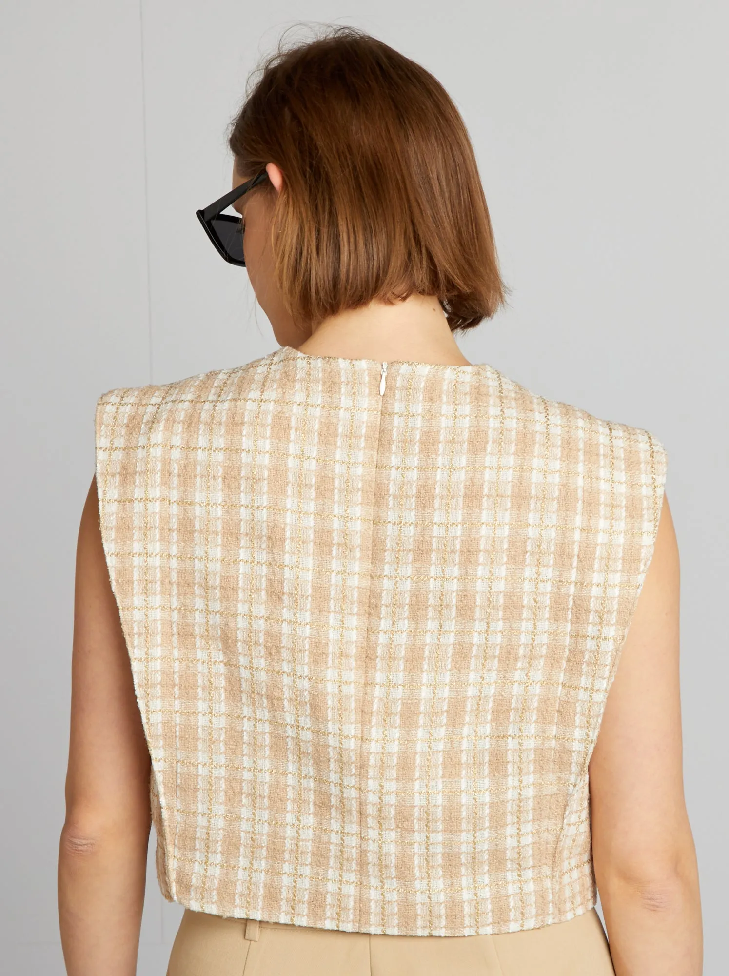 Blusa in tweed - BEIGE