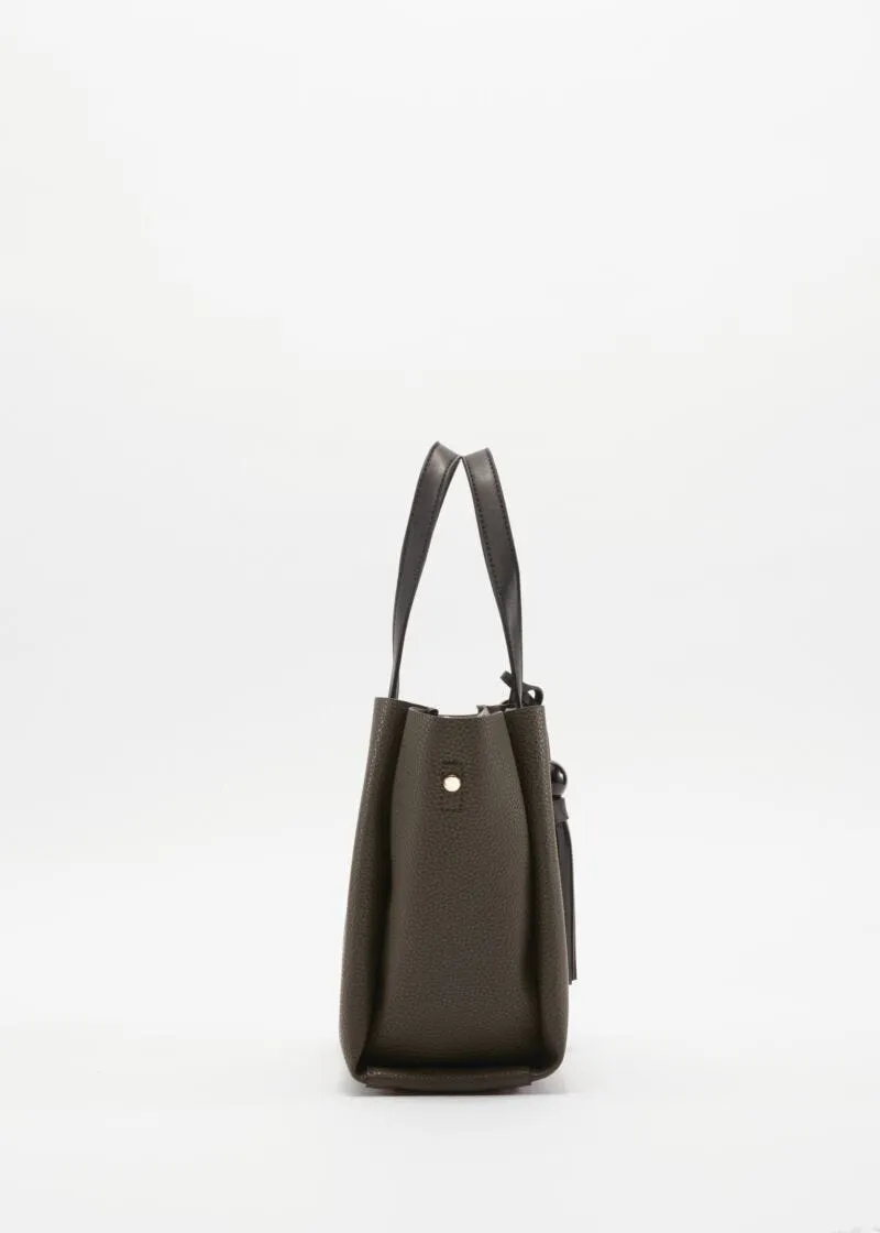 Borsa con manici a contrasto colore