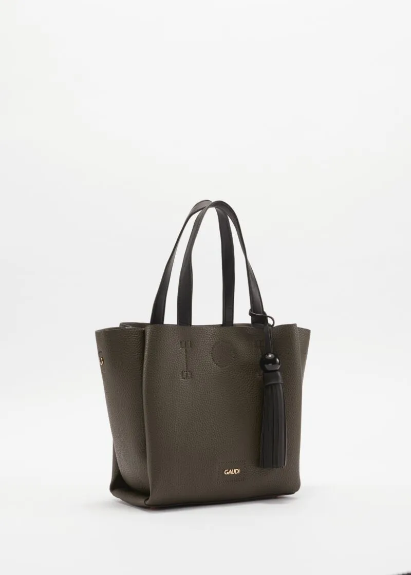 Borsa con manici a contrasto colore