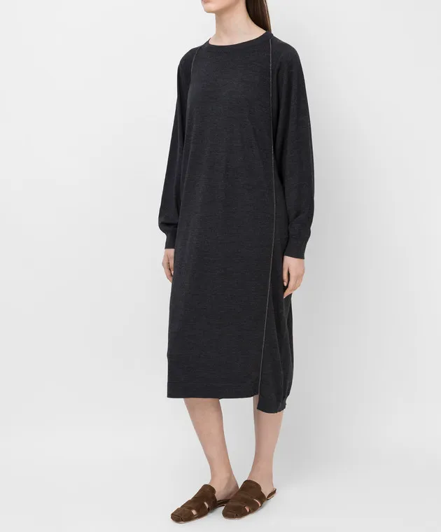 Brunello Cucinelli Abito in lana e cashmere antracite M14817A80P