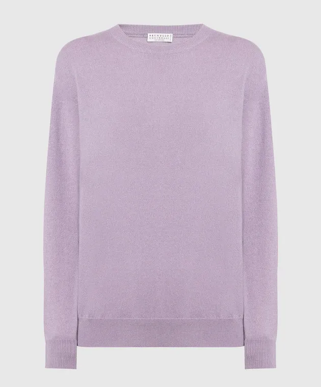 Brunello Cucinelli Maglione in cashmere viola con coulisse M12150140