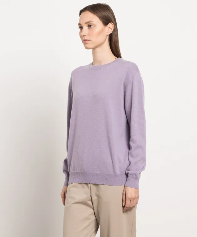 Brunello Cucinelli Maglione in cashmere viola con coulisse M12150140
