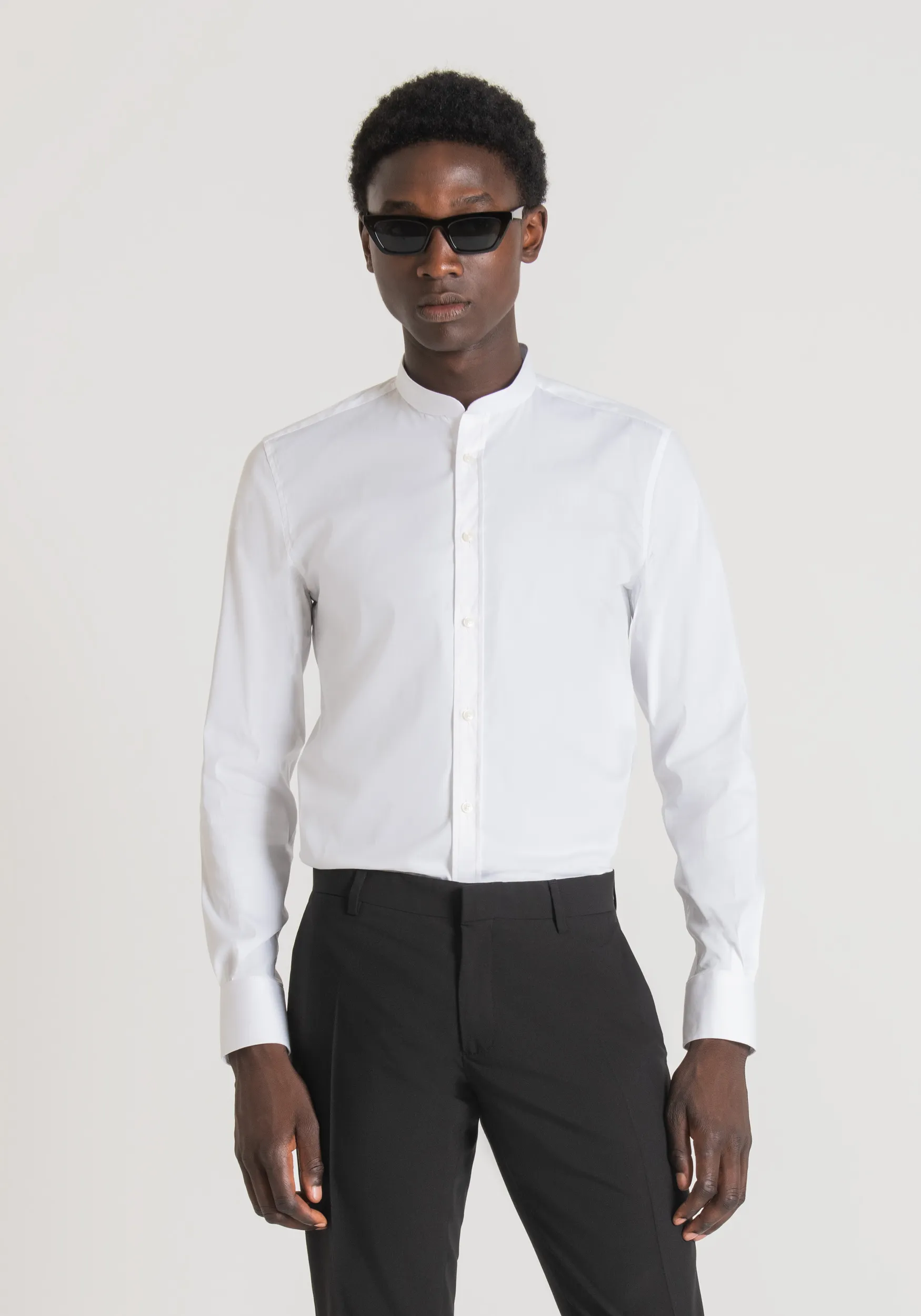 CAMICIA IN COTONE CON COLLO ALLA COREANA