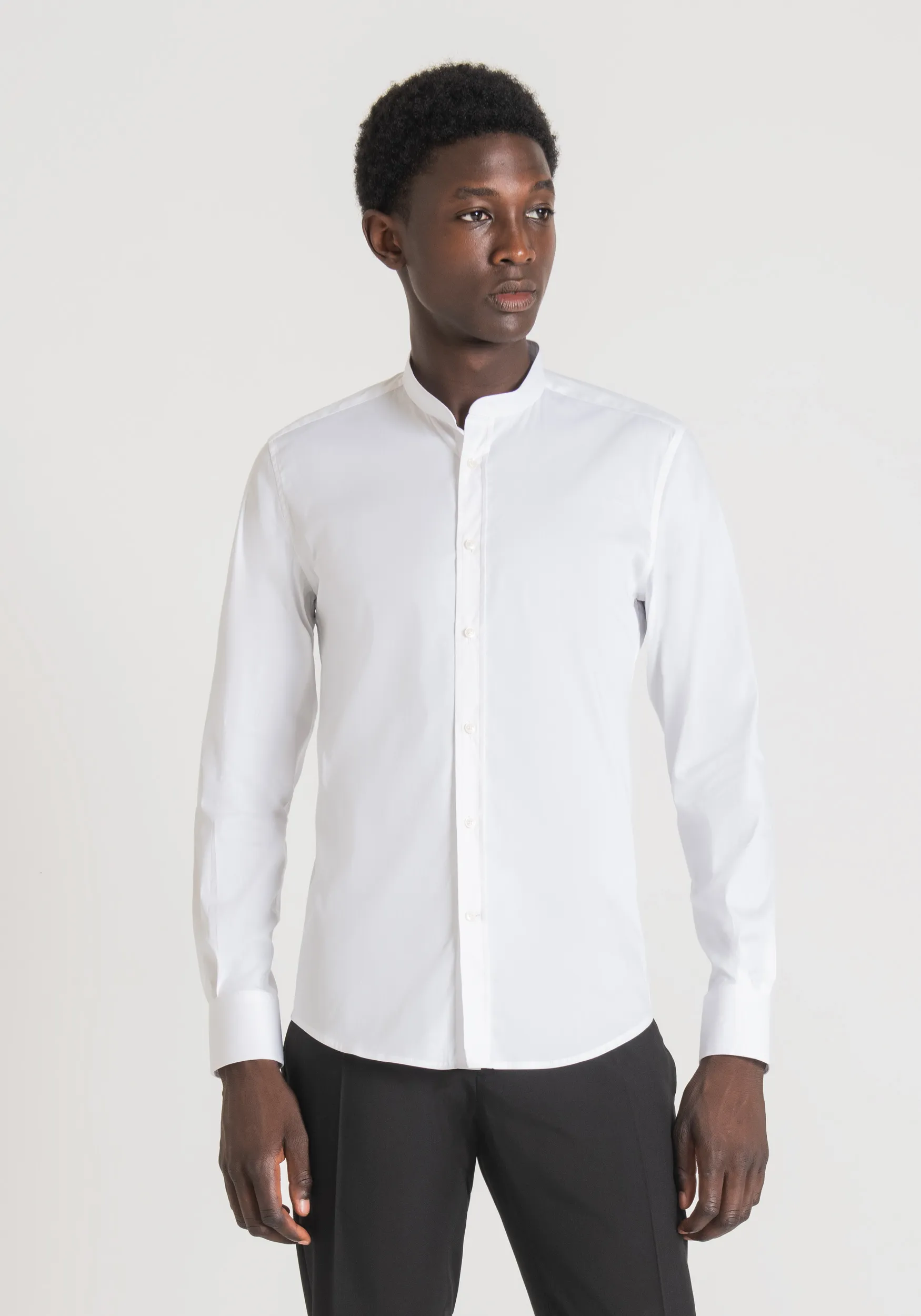 CAMICIA IN COTONE CON COLLO ALLA COREANA