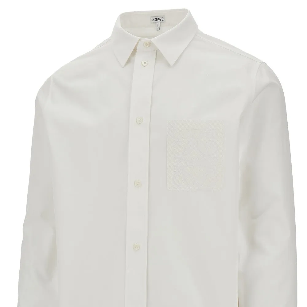 Camicia in gabardine con logo ricamato