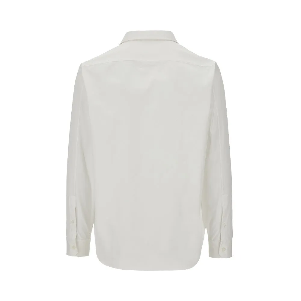 Camicia in gabardine con logo ricamato