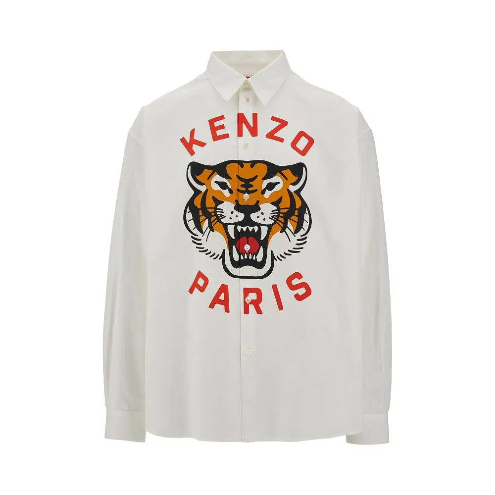Camicia in popeline con stampa 'Lucky Tiger'