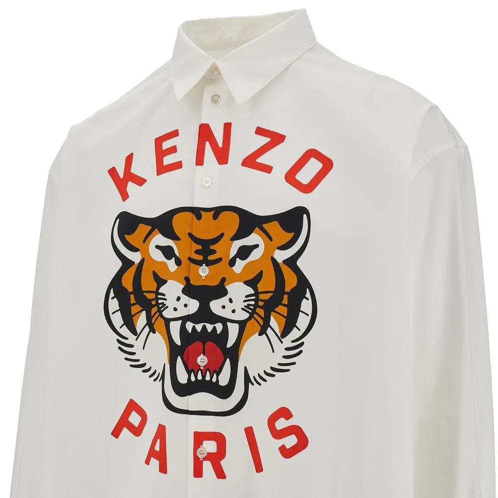 Camicia in popeline con stampa 'Lucky Tiger'