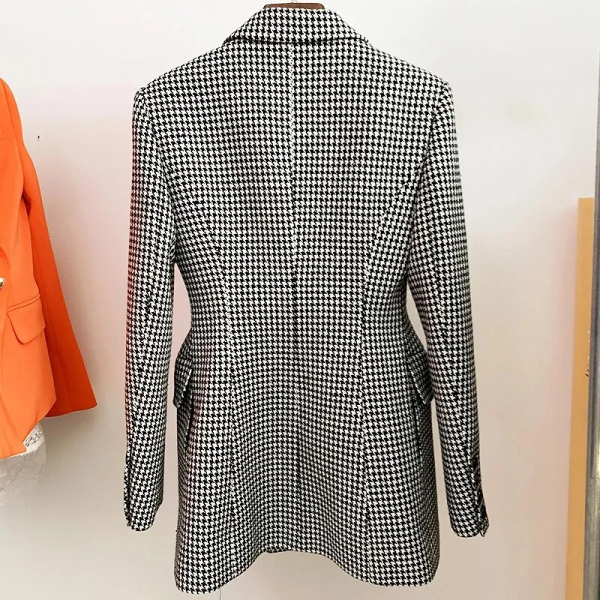 Cappotto in lana pied de poule da donna Designer Fashion Donna Cappotto in tweed Designer Donna Tweed in lana e miscele