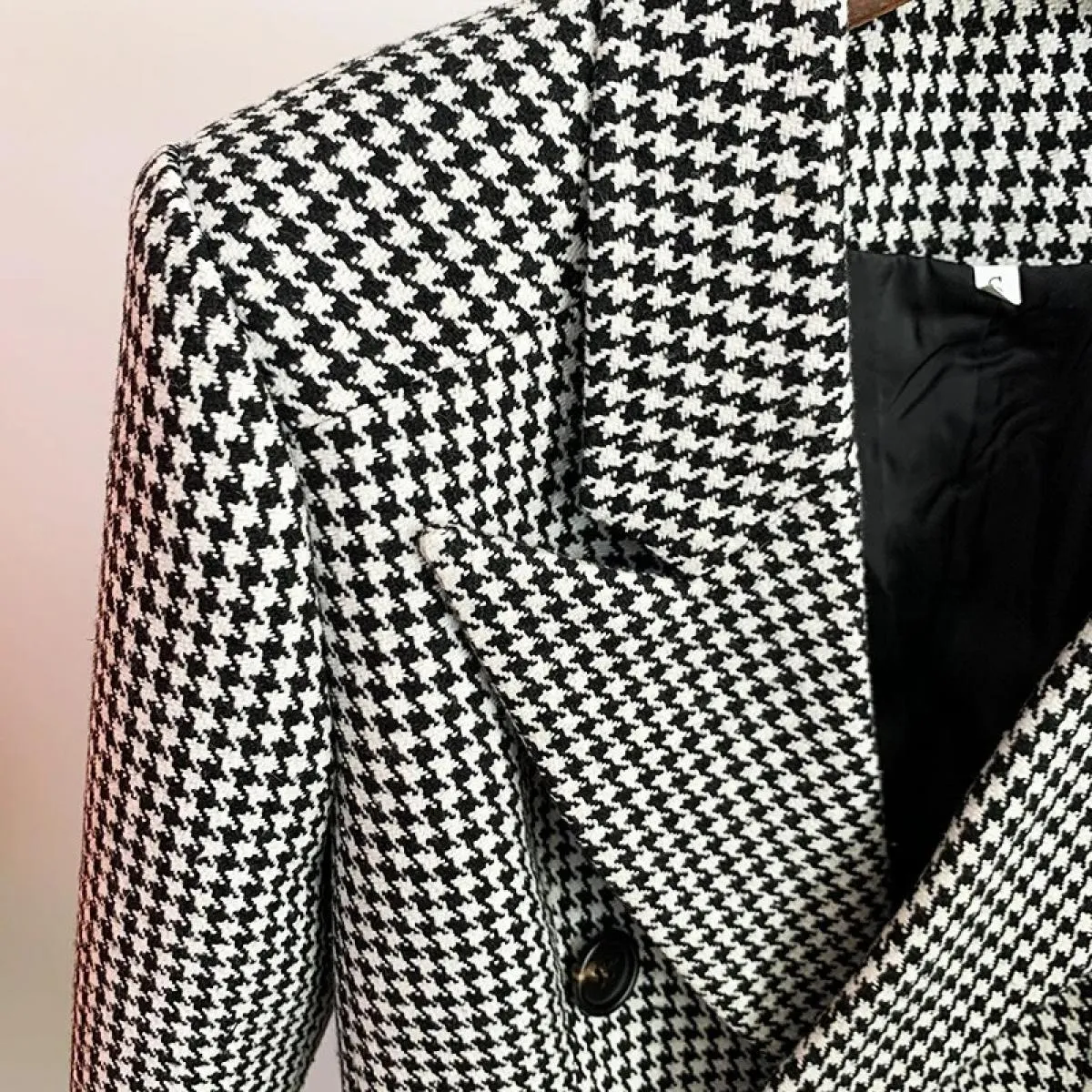 Cappotto in lana pied de poule da donna Designer Fashion Donna Cappotto in tweed Designer Donna Tweed in lana e miscele