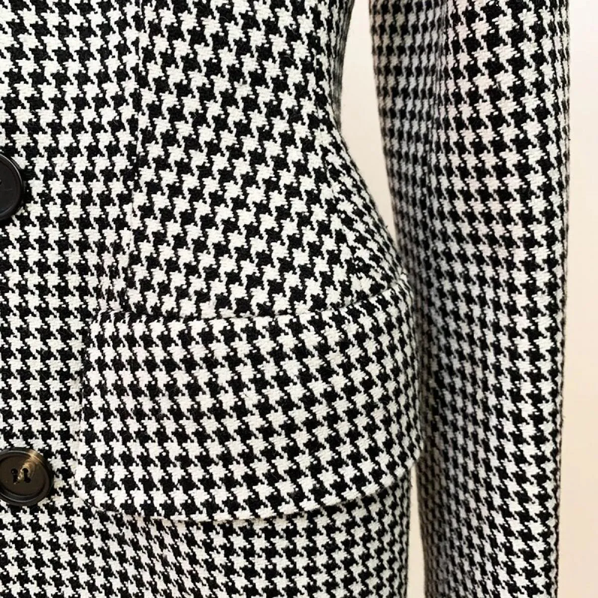 Cappotto in lana pied de poule da donna Designer Fashion Donna Cappotto in tweed Designer Donna Tweed in lana e miscele