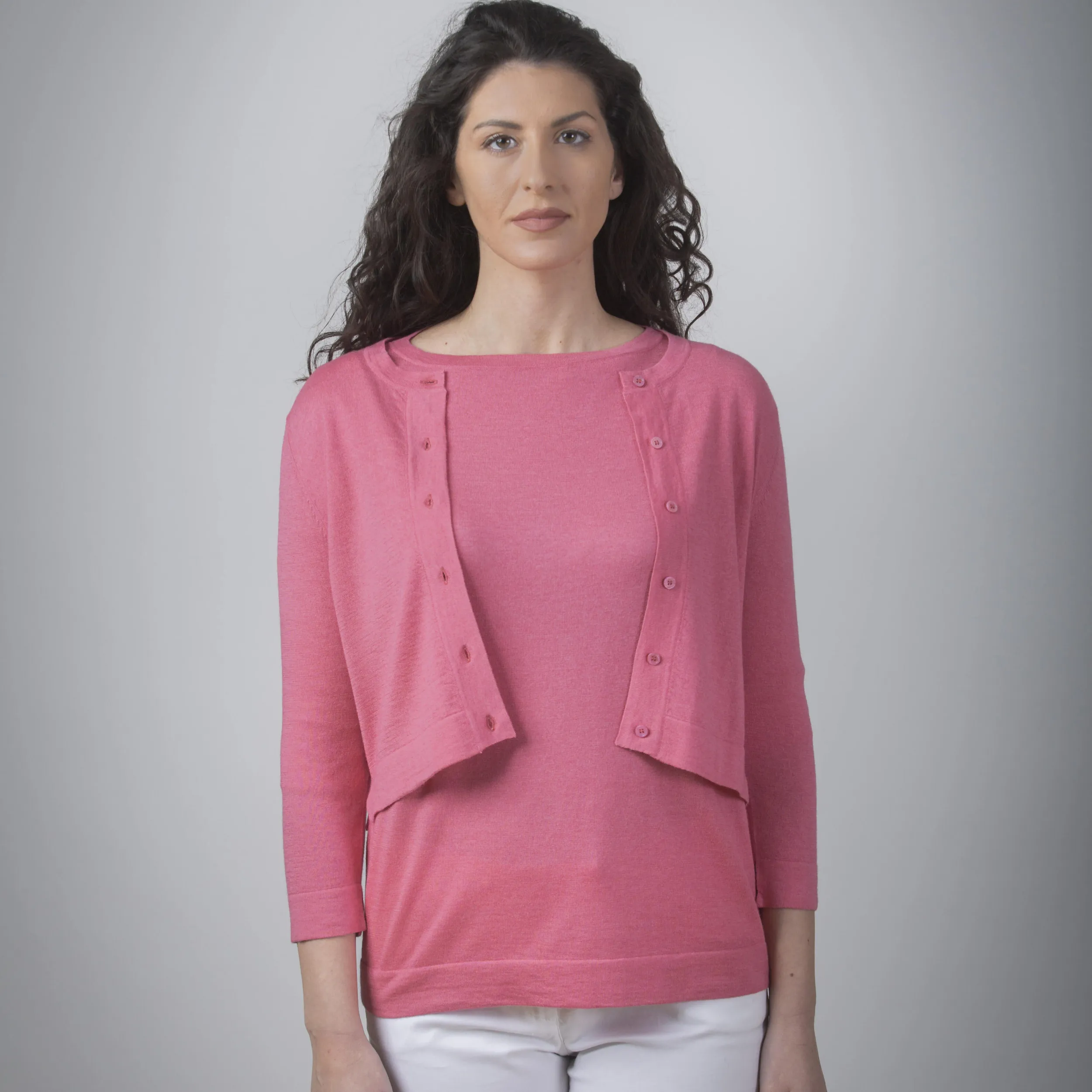 Cardigan crop in seta e cashmere