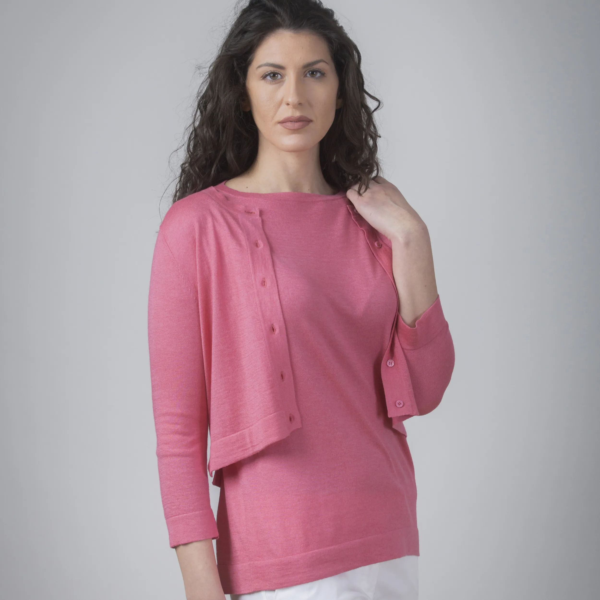 Cardigan crop in seta e cashmere