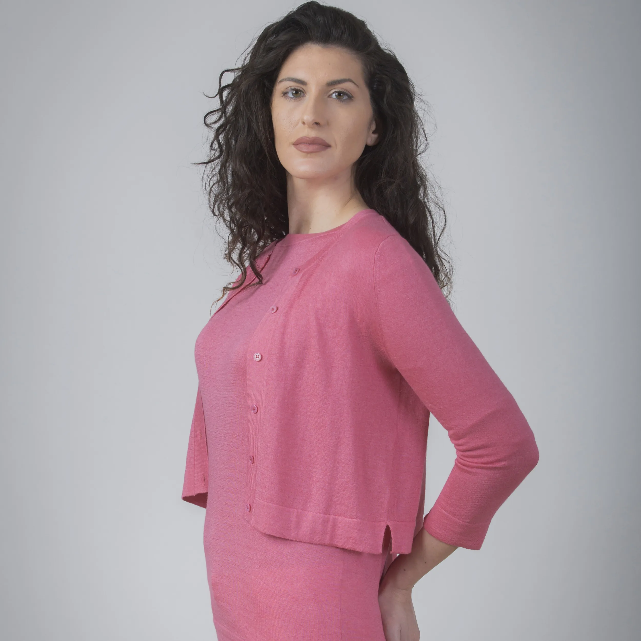 Cardigan crop in seta e cashmere