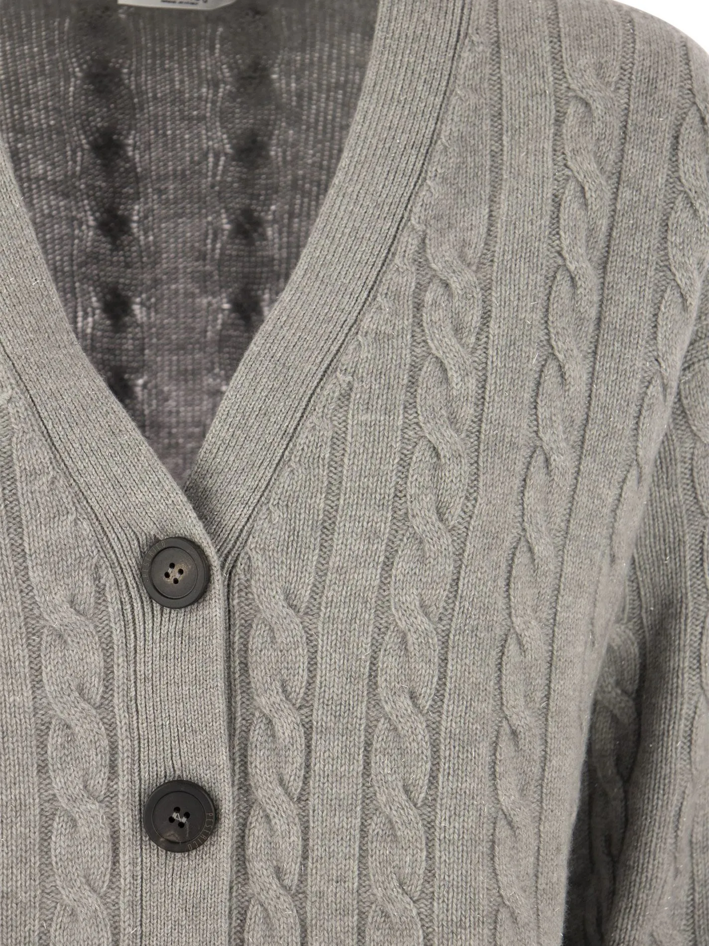 Cardigan in lana, seta, cachemire e lurex