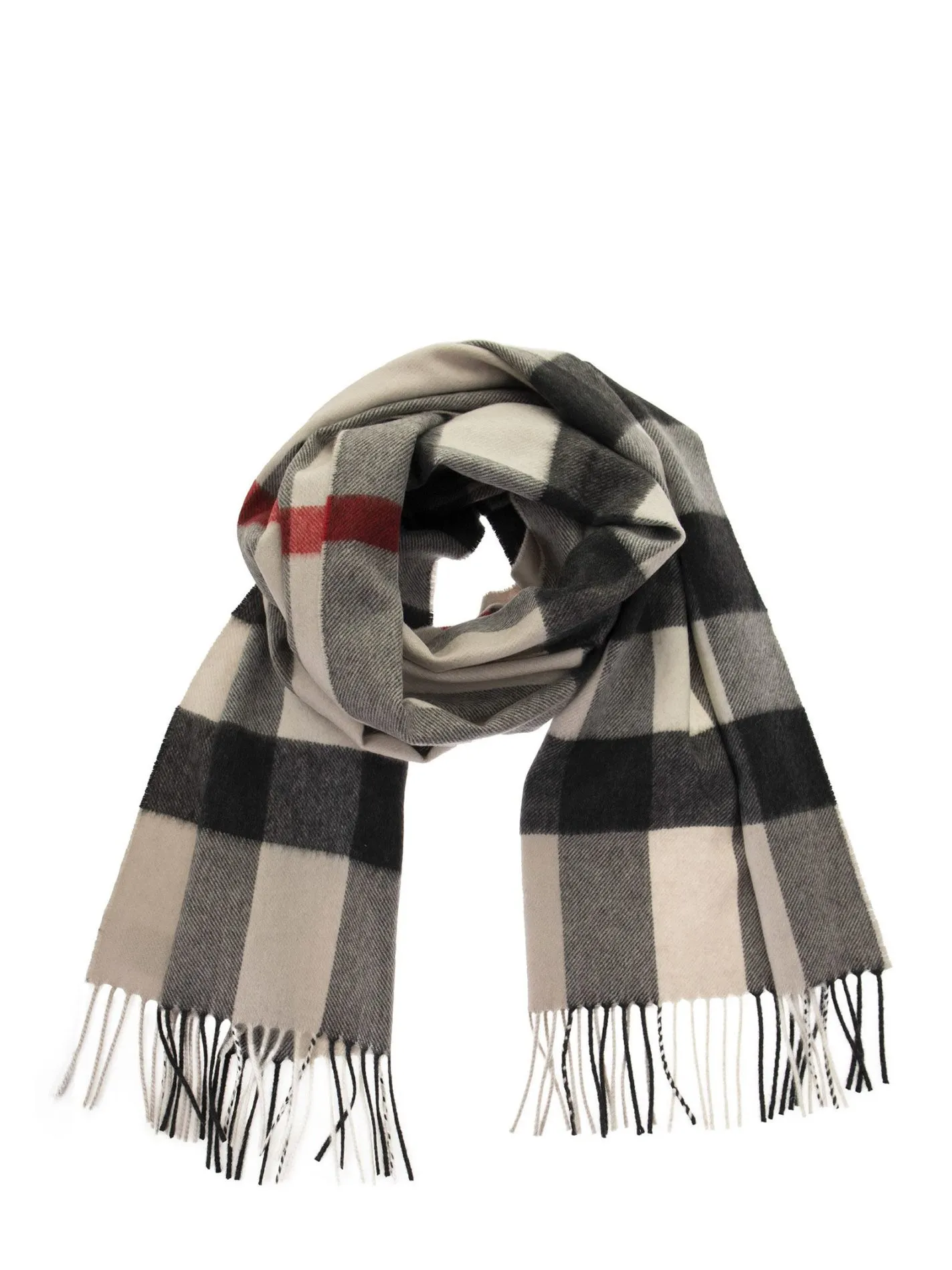 Cashmere scarf with check pattern