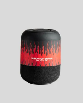 CASSA NERA CON FIAMME ROSSE E LOGO BIANCO