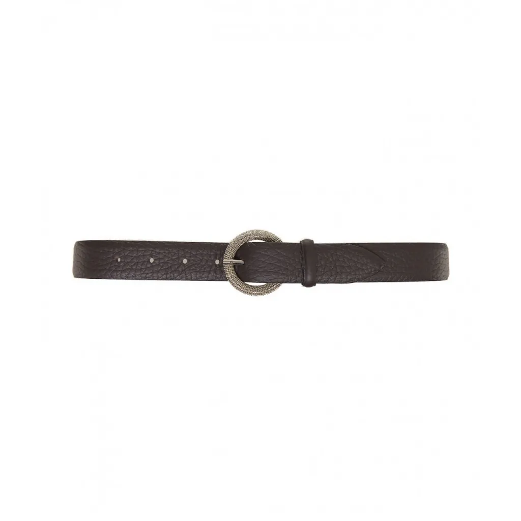 Cintura in pelle martellata marrone scuro